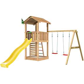 Jungle Gym Cottage 2.1 legetårn inkl. rutsjebane og gyngemodul