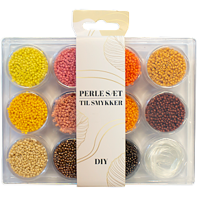 Perleæske små perler 12 stk. - brune toner