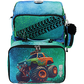 Danpen Junior skoletaske - grøn monstertruck