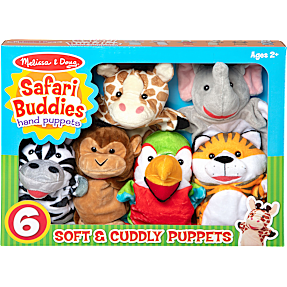 Melissa & Doug safari hånddukker 6 stk.
