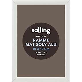 Mat sølvfarvet ramme m. glas - 10x15 cm
