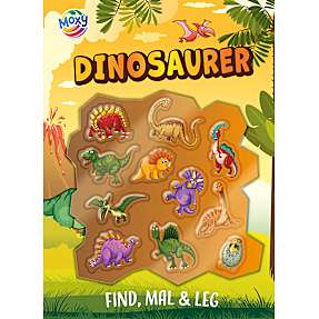 Find, mal og leg - dinosaurer med flotte 3D klistermærker