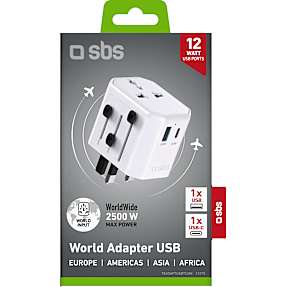 SBS universal rejseadaptor 12W - hvid
