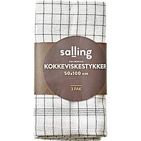 Salling kokkeviskestykker 3-pak - hvid med sort tern