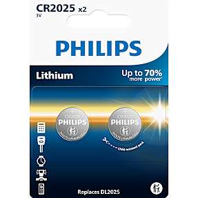 Philips knapcellebatterier CR2025 - 2-pak