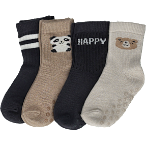 VRS baby 4-pak strømper str. 10/12 - beige/sort