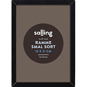 Sort ramme m. glas - 15x21 cm
