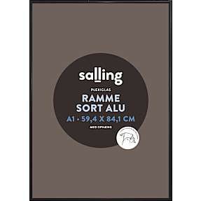 Sort ramme m. plexiglas - 59,4x84,1 cm