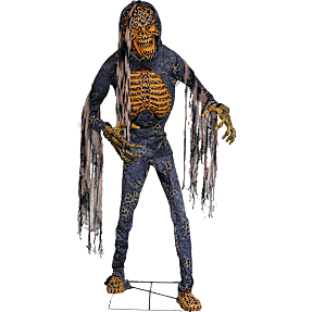 Halloween ilddæmon m. lys, lyd og bevægelse H: 248 cm - sort og orange