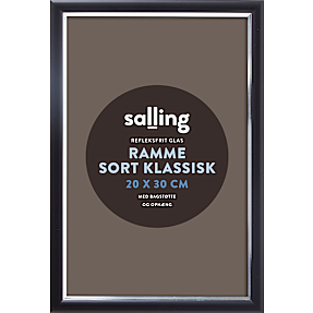 Klassisk sort ramme m. refleksfrit glas - 20x30 cm