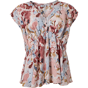 VRS dame blomstret top str. XL - rosa