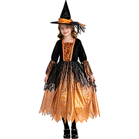 Halloween orange hekse kostume str. 140