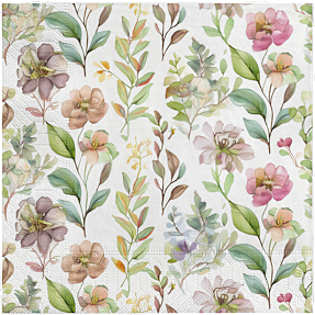 Mønstrede servietter 33x33 cm 20-pak - rosa blomster