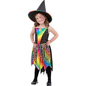Halloween regnbue heks kostume str. 116