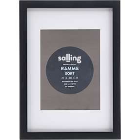 Sort passepartout ramme m. plexiglas - 21x30 cm