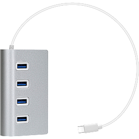 USB-C hub til USB-A 3.0 - sølvfarvet