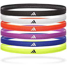 Adidas hårbånd 6-pak - sort, rød, hvid, lilla, blå og gul