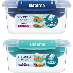 Sistema Stax To Go firkantet madkasse - 1,15 liter - flere varianter - assorteret