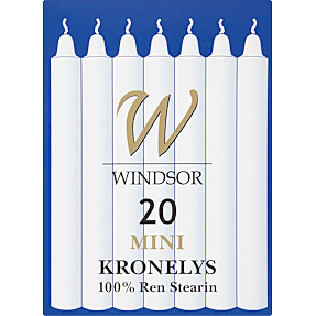 Windsor ren stearin minilys 20-pak - hvid