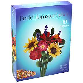 Kreativt perlesæt - buket med 10 blomster