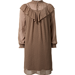 VRS dame transparent kjole med flæser str. 2XL - brun