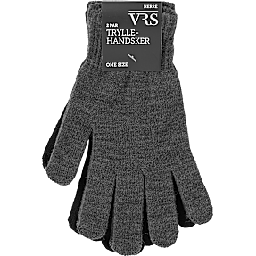 VRS herre 2-pak tryllehandsker str. onesize - grå/sort