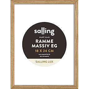 Ramme i massiv eg m. glas - 18x24 cm