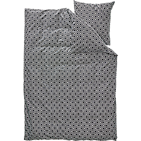 Mikrofiber sengetøj 140x220 cm - prik/firkant grå