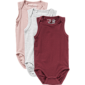 VRS baby 3-pak body str. 80 - gammelrosa/grå/bordeaux