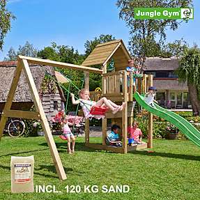 Jungle Gym Cubby inkl. swing, sand & grøn slide