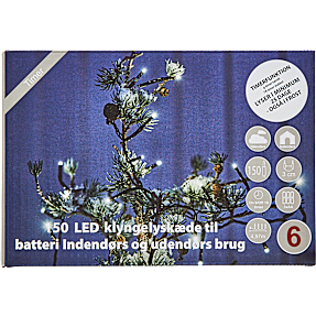 Klyngelyskæde med 150 LED - varm hvid