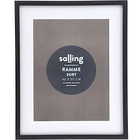 Sort passepartout ramme m. plexiglas - 40x50 cm