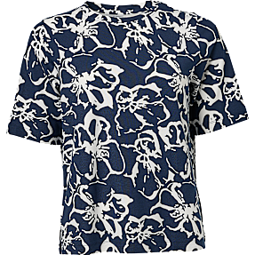 VRS dame blomstret oversize T-shirt str. XL - navy