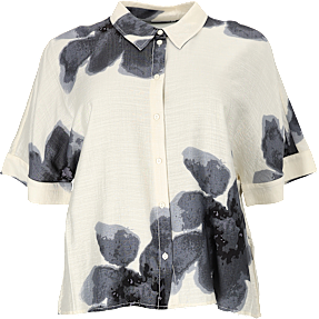 VRS dame blomstret skjorte str. 48 - beige