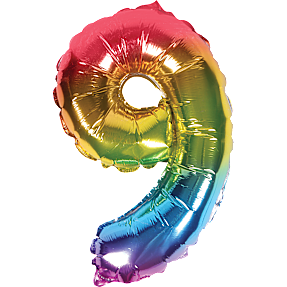 Salling tal folieballon nr. 9, H: 35 cm - rainbow