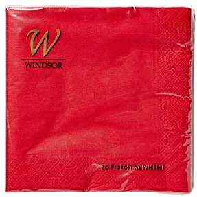 Windsor ensfarvede servietter 33x33 cm 20-pak - Rubinrød