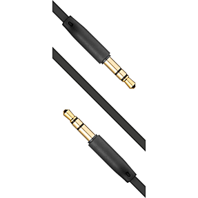 Fixed audio 2x3,5 mm fladt kabel 1 meter - sort
