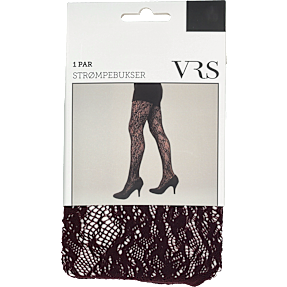 VRS dame strømpebukser med blondemønster str. l/xl - bordeaux