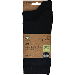 VRS dame 2-pak strømper str. 35/38 - sort