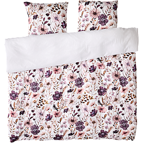 MAISON Lux sengetøj 200x220 cm - blomster på hvid bund