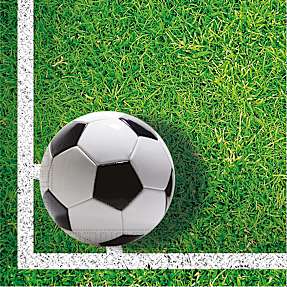 Mønstrede servietter 33x33 cm 20-pak - Fodbold