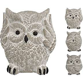 Havefigur ugle i cement 9,8 cm - flere varianter - assorteret