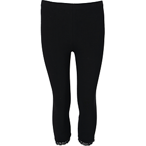 VRS teen capri leggings med blondekant str. 134/140 - sort