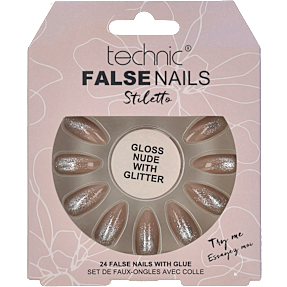Kunstige negle Gloss Nude With Glitter