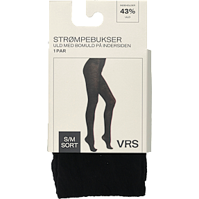 VRS dame uldstrømpebukser med Bomuld på Indersiden – 43% Uld str. l/xl - sort