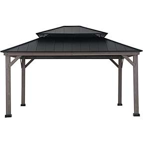Sunjoy pavillon i cedertræ - sort