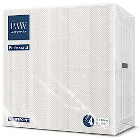 Paw ensfarvede servietter 38x38 cm 50-pak - hvid