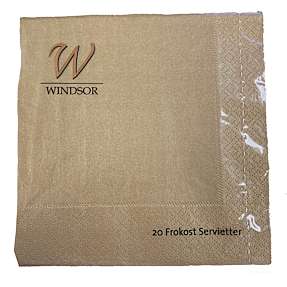 Windsor ensfarvede servietter 33x33 cm 20-pak - guldfarvet