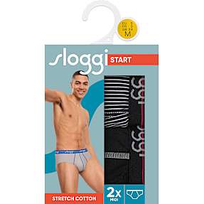 Sloggi herre 2-pak midi str. L -  stribet