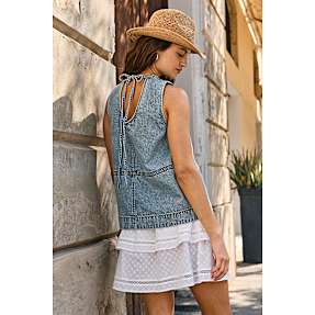 VRS dame denim top str. 2XL - blå